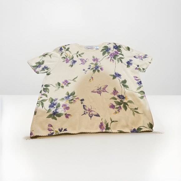 Alfred Dunner Sweaters - Vintage Alfred Dunner Butterfly Floral Knit Too Size X-Large